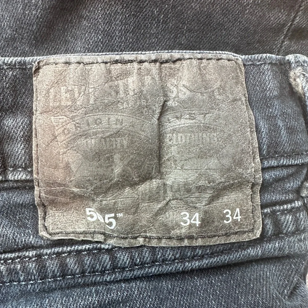 Levi's 505 Jeans Mens 34x34 (33x31) Black Regular Fit Straight Leg Stretch Denim